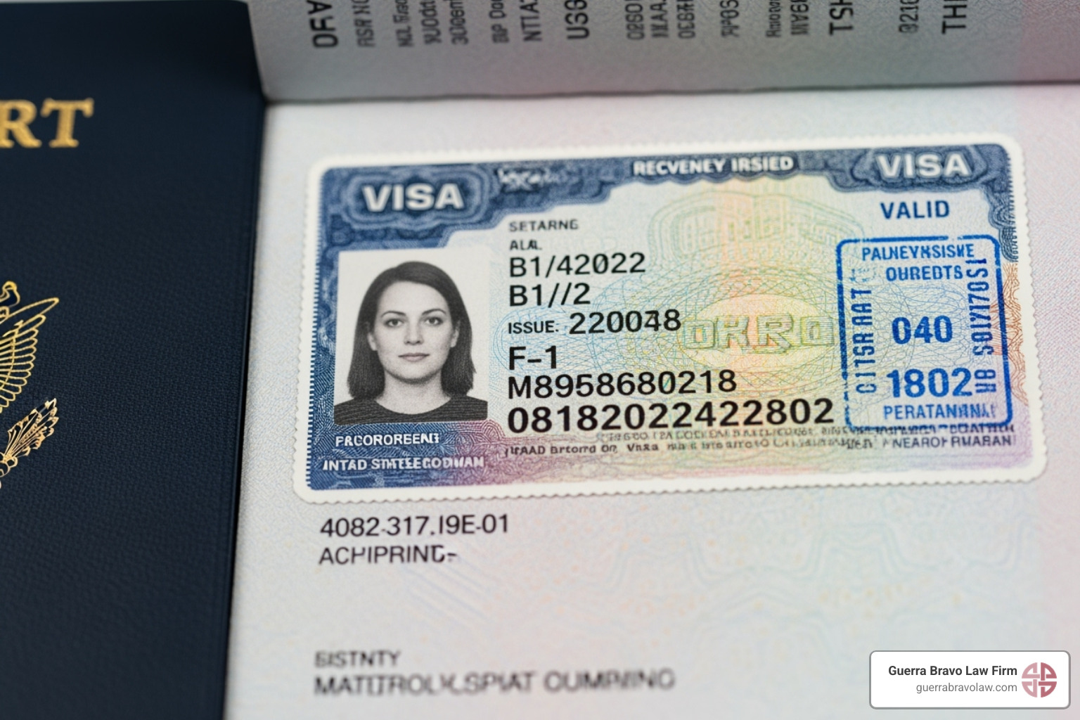 Close-up image of a US visa stamp in a passport - US immigration law Close-up image of a US visa stamp in a passport - US immigration law
