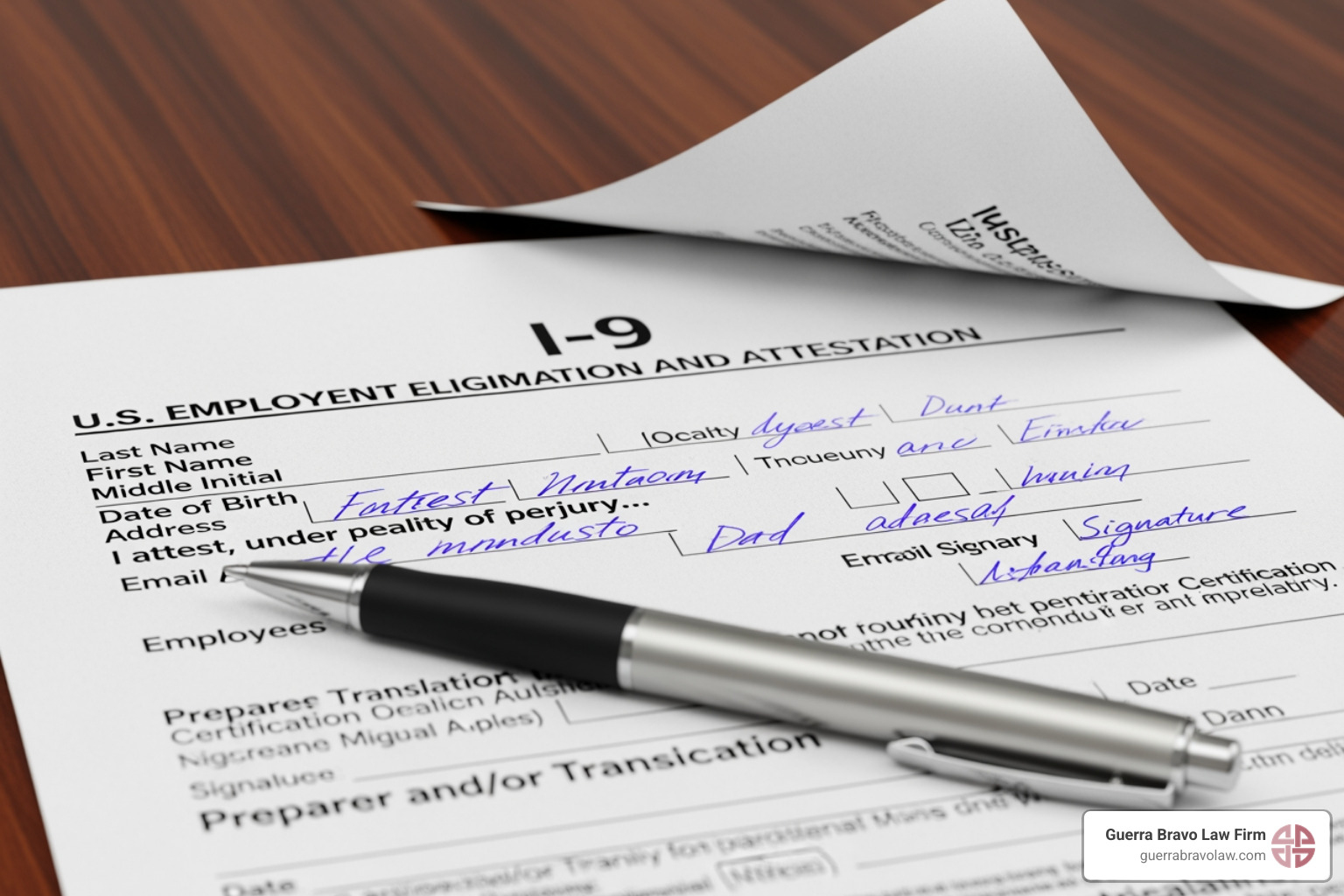 close-up on a Form I-9 document - what is immigration compliance